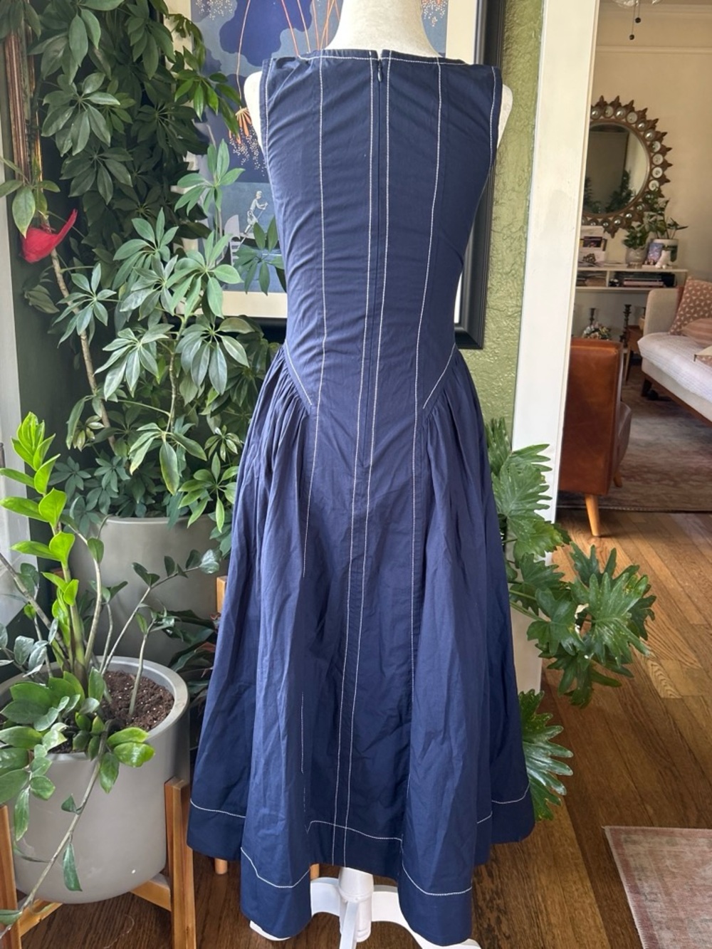 NWT J. Crew Navy Midi Dress with Contrast Stitching - Picture 6 of 9